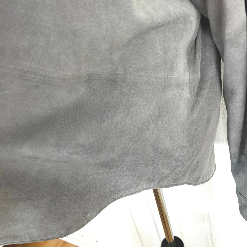 Hunt Club Suede Leather Shirt Jacket Gray Button Front Overshirt XL Womens - Picture 9 of 9